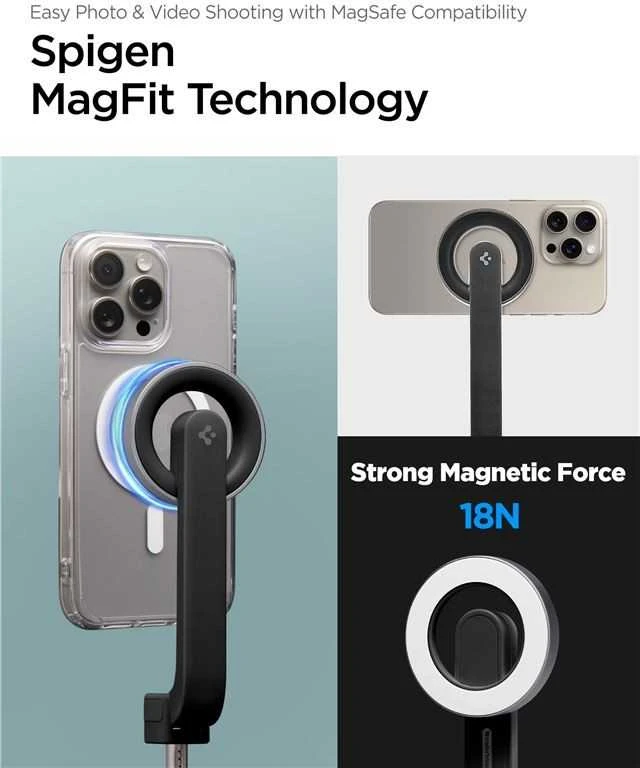 Asmenukių lazda Spigen S571W MagSafe Bluetooth with tripod – juodos spalvos