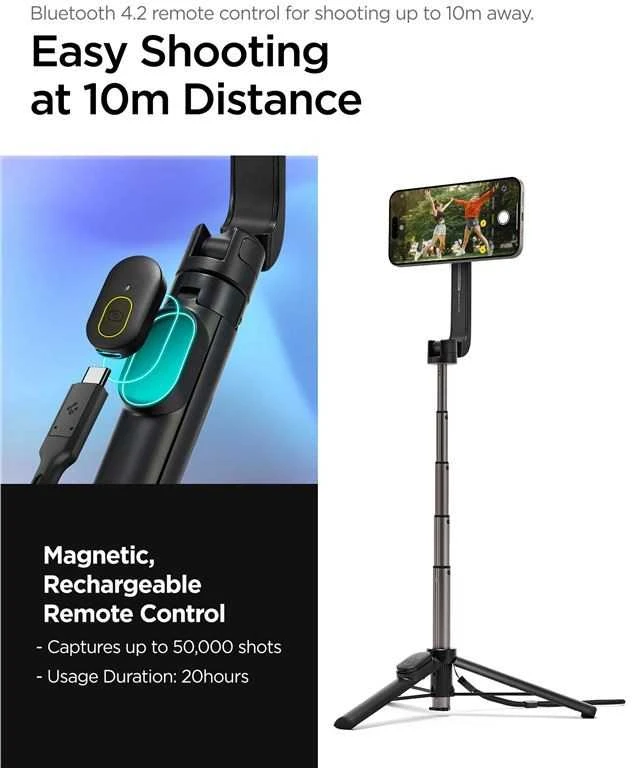 Asmenukių lazda Spigen S571W MagSafe Bluetooth with tripod – juodos spalvos
