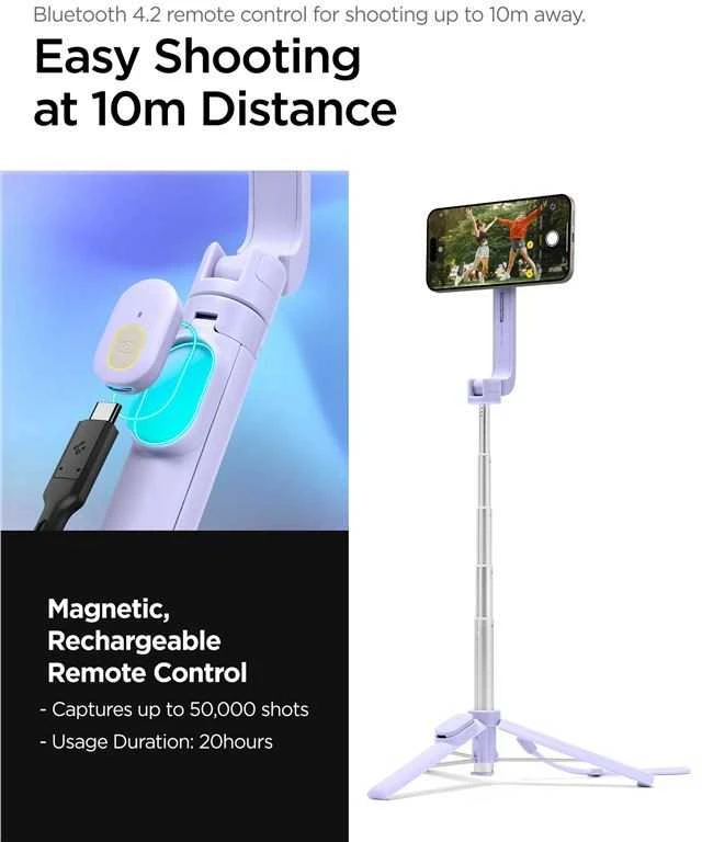 Spigen MagSafe Tripod Selfie Stick, lavender