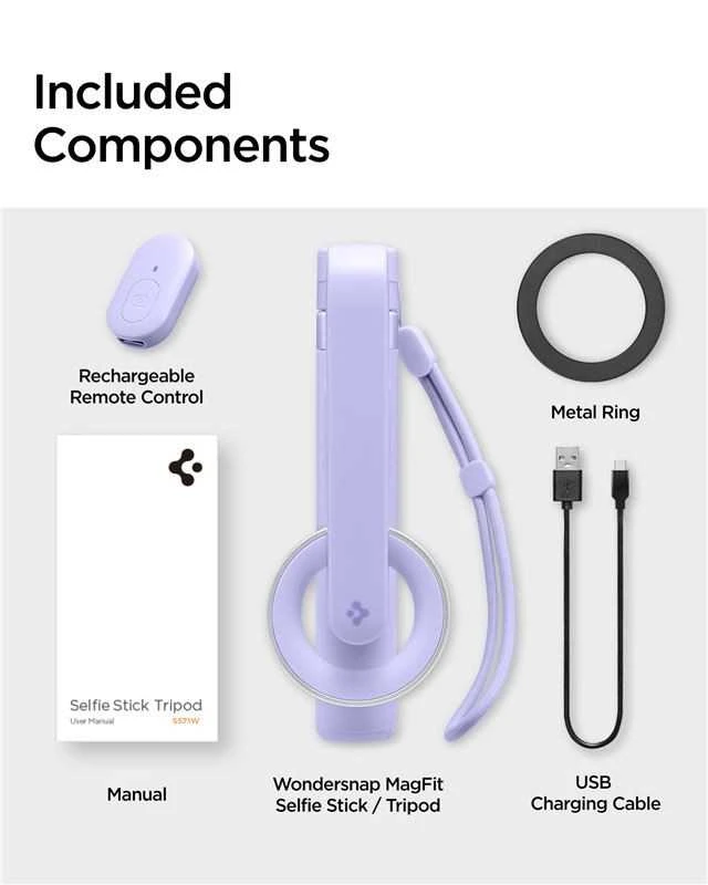 Spigen MagSafe Tripod Selfie Stick, lavender