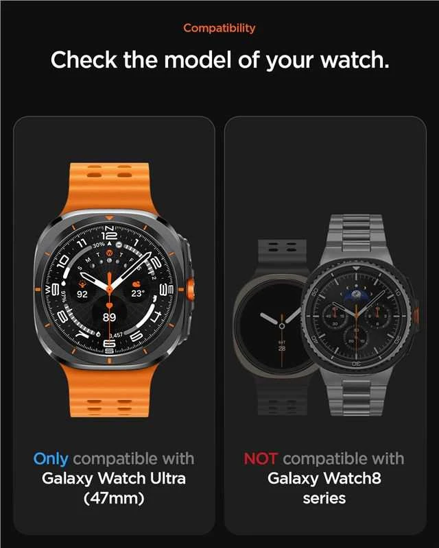 „Spigen“ medžiaginis dirželis (su lipdukais), tamsiai mėlynas – „Samsung Galaxy Watch Ultra 47mm“