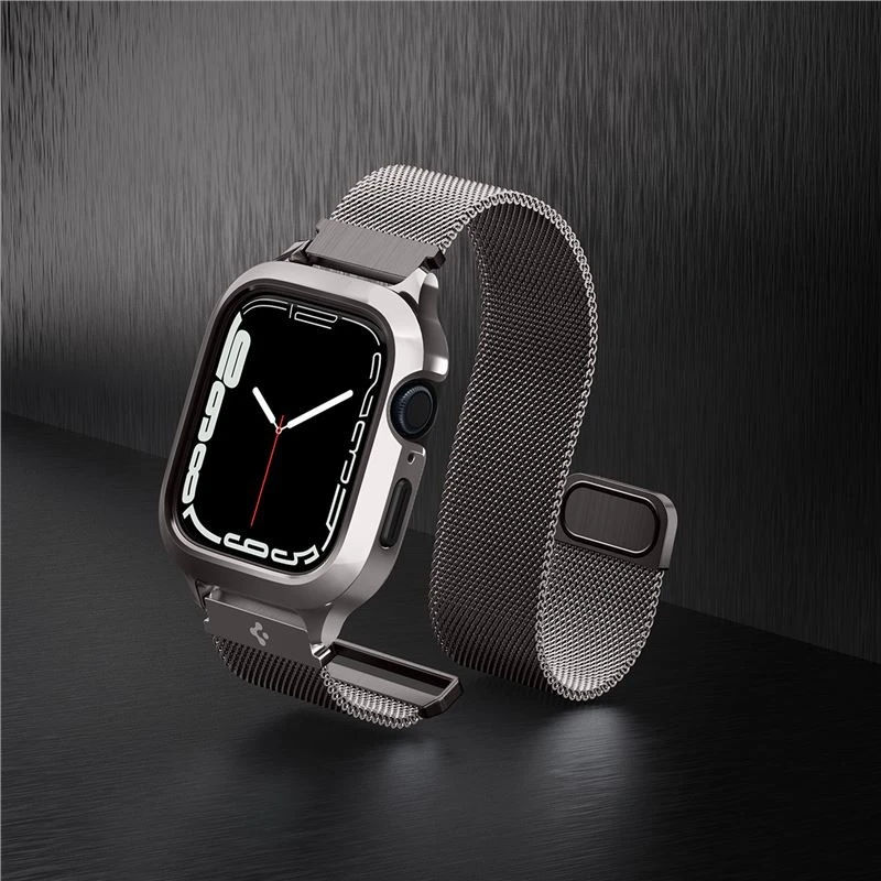 Dėklas Spigen Metal Fit Pro, grafitinė - Apple Watch 9/8/7 45mm