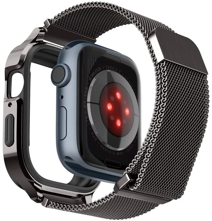 Dėklas Spigen Metal Fit Pro, grafitinė - Apple Watch 9/8/7 45mm
