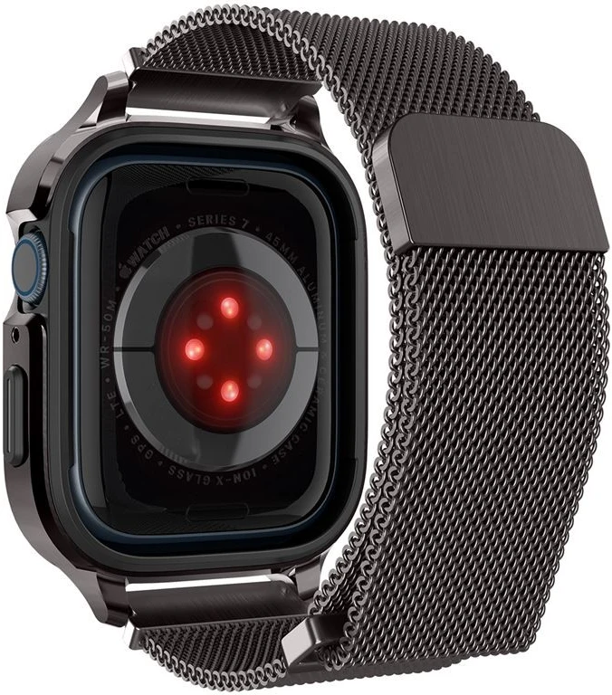 Dėklas Spigen Metal Fit Pro, grafitinė - Apple Watch 9/8/7 45mm