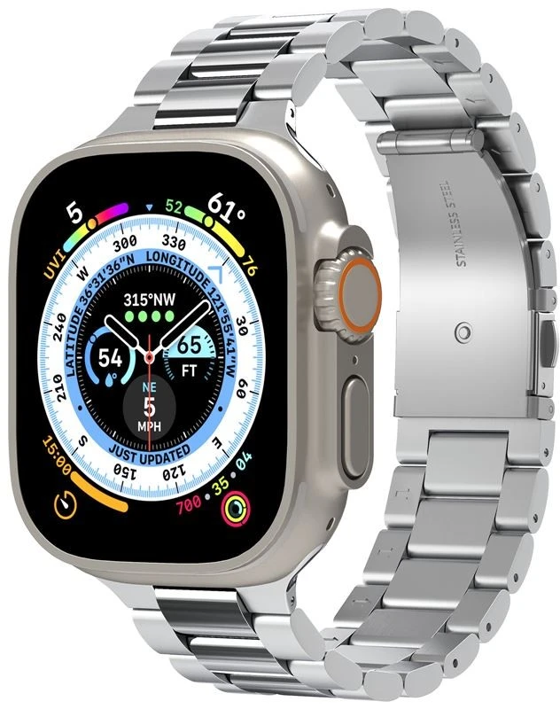 Spigen Modern Fit 316L dirželis, sidabro spalvos - Apple Watch 49mm/46mm/45mm/44mm/42mm