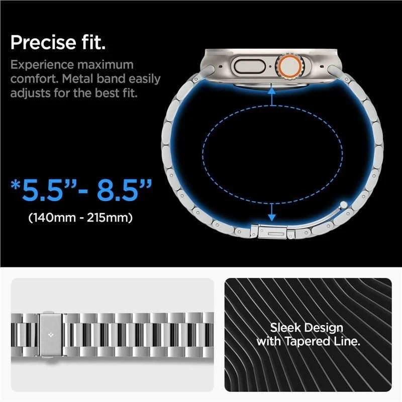 Spigen Modern Fit 316L Band, sidabrinis - Apple Watch 49mm/46mm/45mm/44mm/42mm