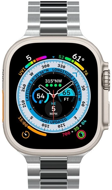 Spigen Modern Fit 316L dirželis, sidabro spalvos - Apple Watch 49mm/46mm/45mm/44mm/42mm