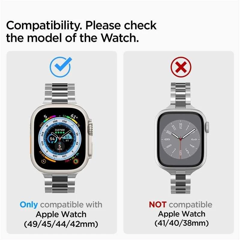Spigen Modern Fit 316L Band, sidabrinis - Apple Watch 49mm/46mm/45mm/44mm/42mm