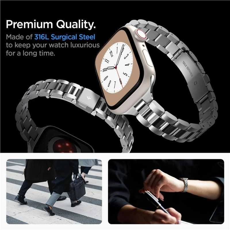 Spigen Modern Fit 316L Band, sidabrinis - Apple Watch 42mm/41mm/40mm/38mm