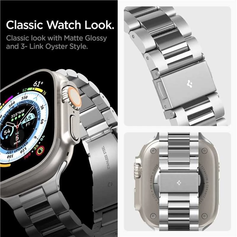 Spigen Modern Fit 316L Band, sidabrinis - Apple Watch 49mm/46mm/45mm/44mm/42mm