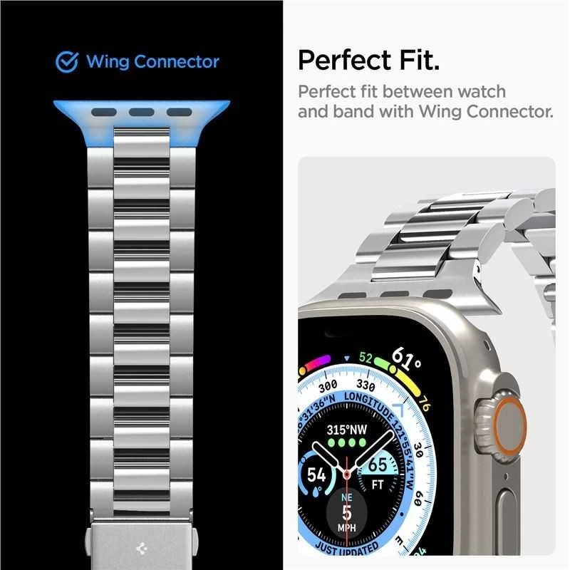 Spigen Modern Fit 316L Band, sidabrinis - Apple Watch 49mm/46mm/45mm/44mm/42mm