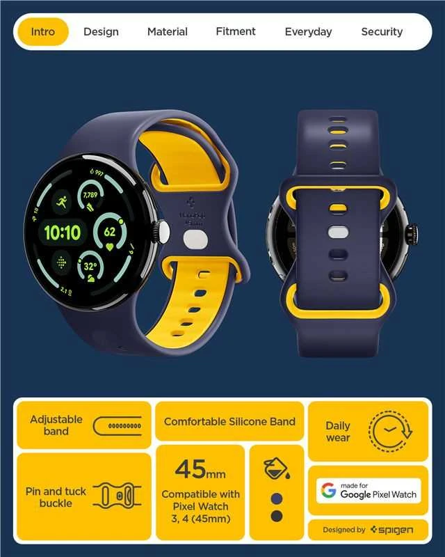 „Spigen Nano Pop Band“, mėlynių ir tamsiai mėlyna – „Google Pixel Watch 4/3“ 45 mm