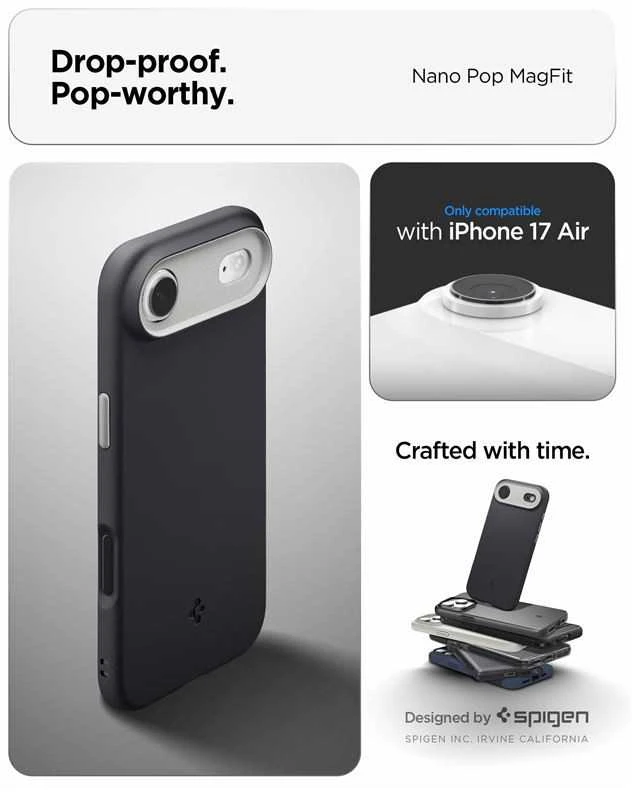Spigen Nano Pop MagSafe dėklas skirtas Apple iPhone 17 Air – juodos spalvos