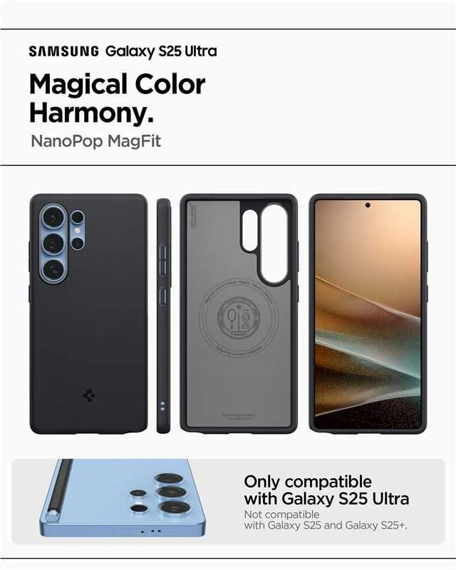 Spigen Caseology Nano Pop dėklas skirtas Samsung Galaxy S25 Ultra – juodos spalvos