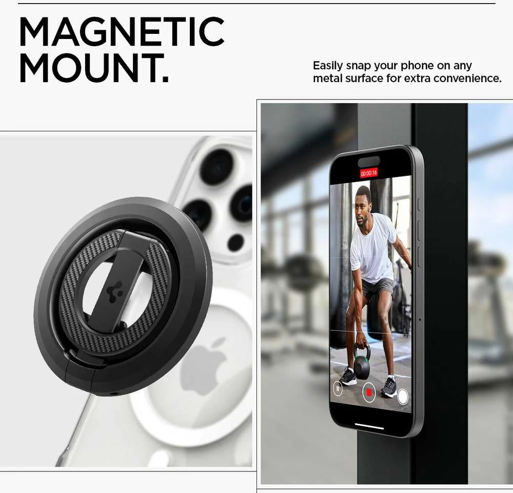 Spigen O-Mag magnetinis telefono laikiklis su reguliuojamu stovu
