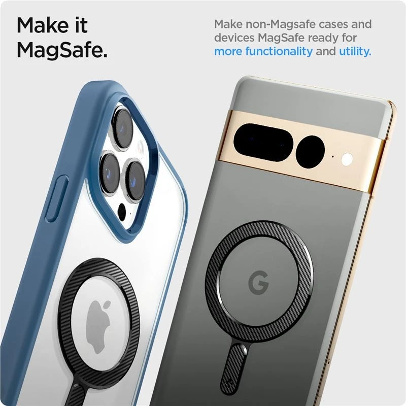 Dėklas Spigen OneTap Ring magnetinė plokštelė, anglies raštas