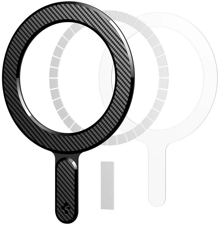 Dėklas Spigen OneTap Ring magnetinė plokštelė, anglies raštas