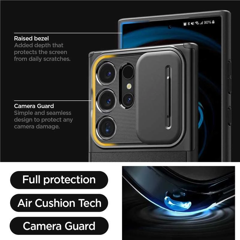 Samsung Galaxy S24 Ultra Spigen Optik Armor dėklas telefonui juodos spalvos