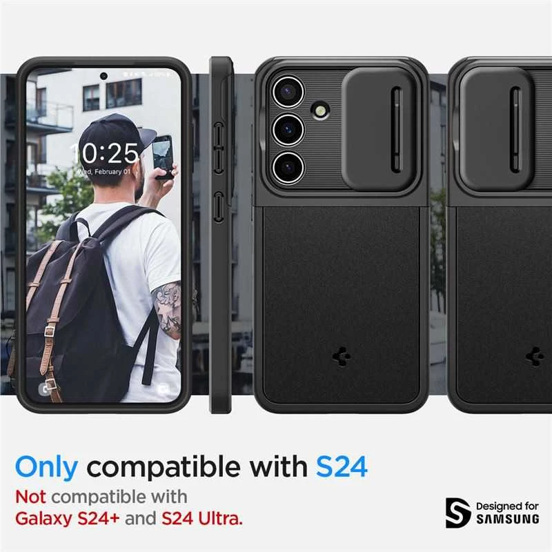 Samsung Galaxy S24 Spigen Optik Armor dėklas telefonui juodos spalvos