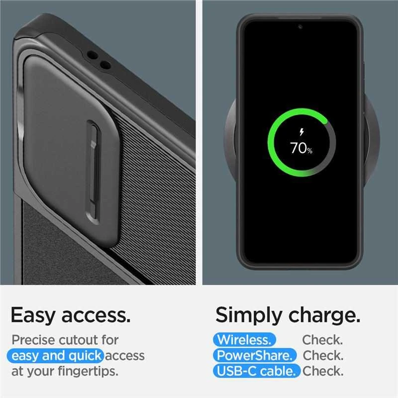 Samsung Galaxy S24 Spigen Optik Armor dėklas telefonui juodos spalvos