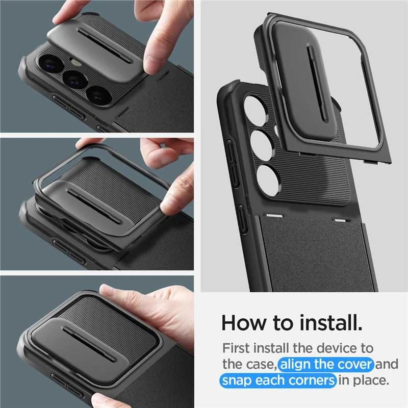 Samsung Galaxy S24 Spigen Optik Armor dėklas telefonui juodos spalvos