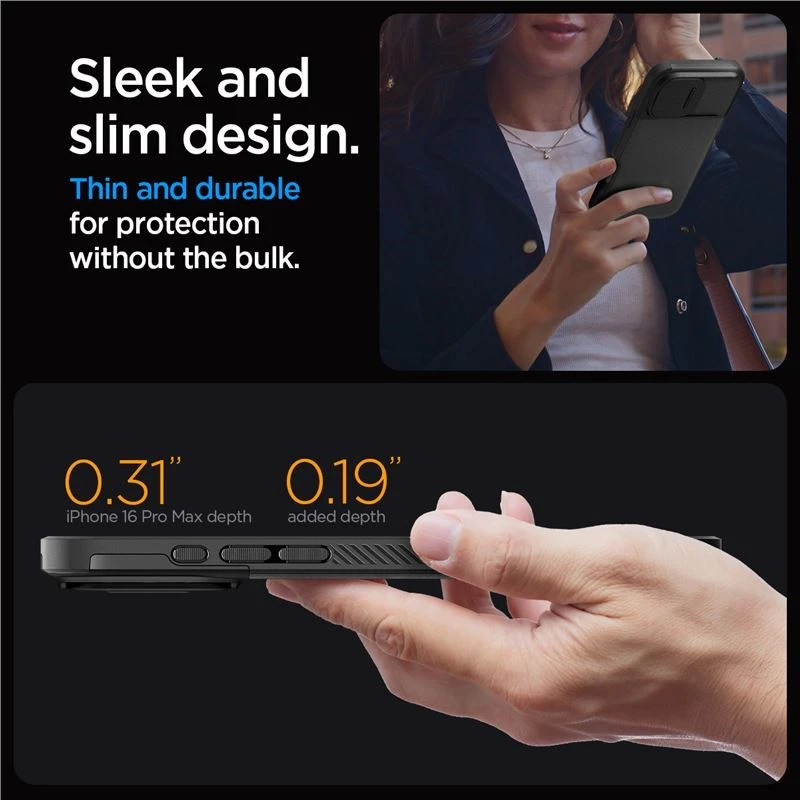 Spigen Optik Armor Mag MagSafe Apple iPhone 16 Pro Max – dėklas telefonui juodos spalvos