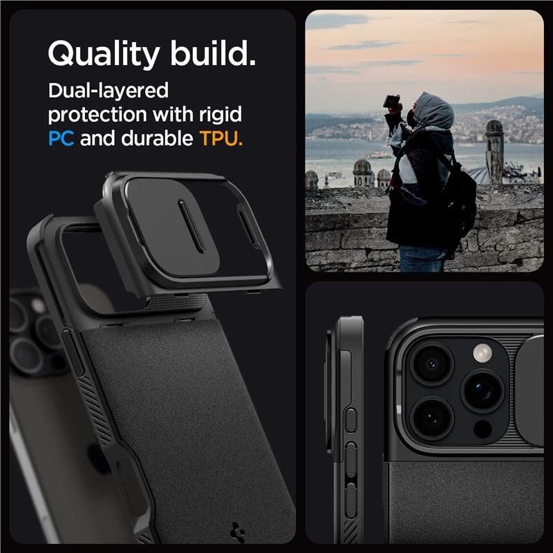 Spigen Optik Armor Mag MagSafe Apple iPhone 16 Pro Max – dėklas telefonui juodos spalvos