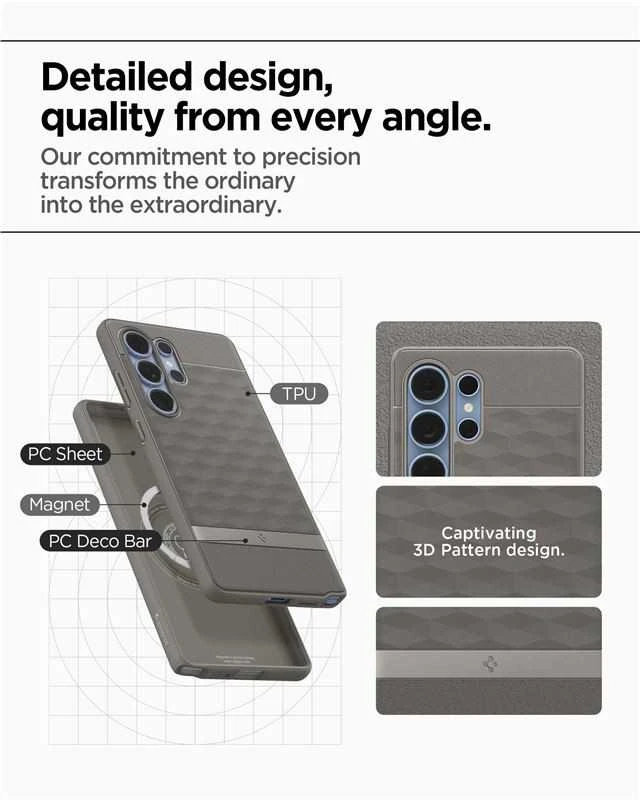 Spigen Caseology Parallax Mag MagSafe Samsung Galaxy S25 Ultra – dėklas telefonui pilkos spalvos