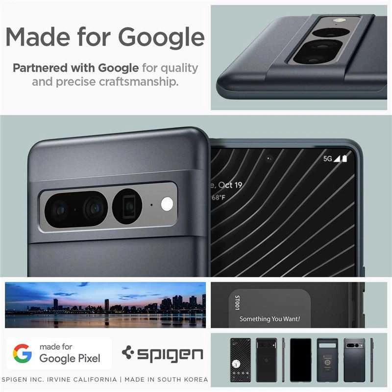 Dėklas Spigen Thin Fit, metalinis skalūnas - Google Pixel 7 Pro
