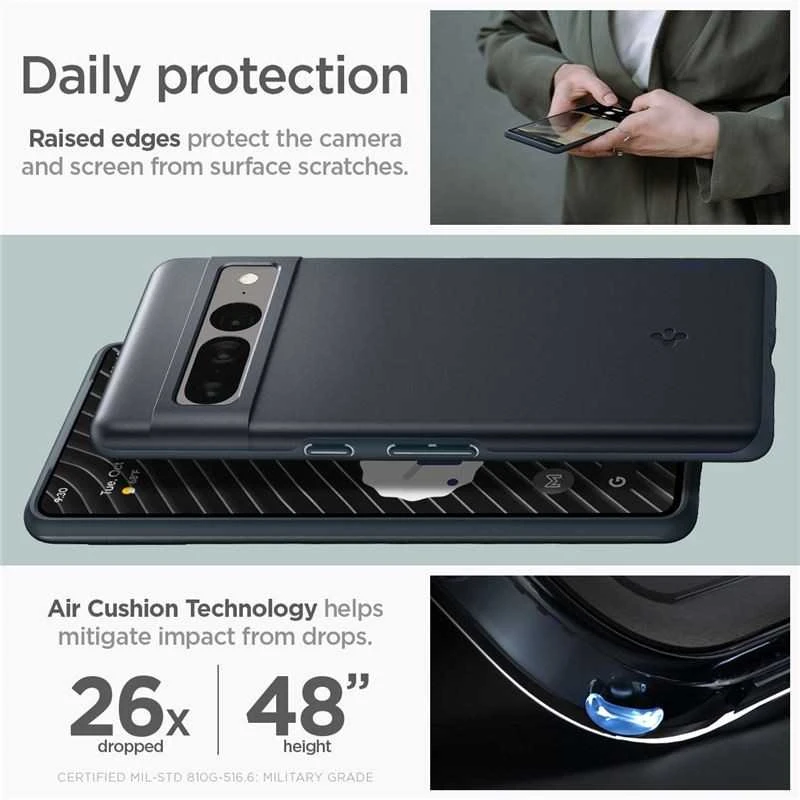 Dėklas Spigen Thin Fit, metalinis skalūnas - Google Pixel 7 Pro