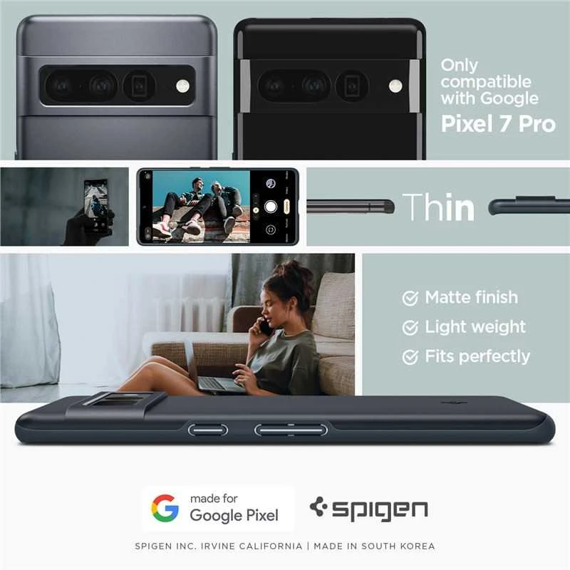 Dėklas Spigen Thin Fit, metalinis skalūnas - Google Pixel 7 Pro
