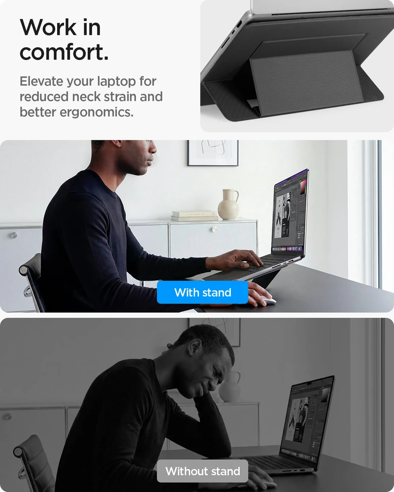 Spigen Slim Fold Nešiojamas kompiuteris Stand LD201-S7, juodas