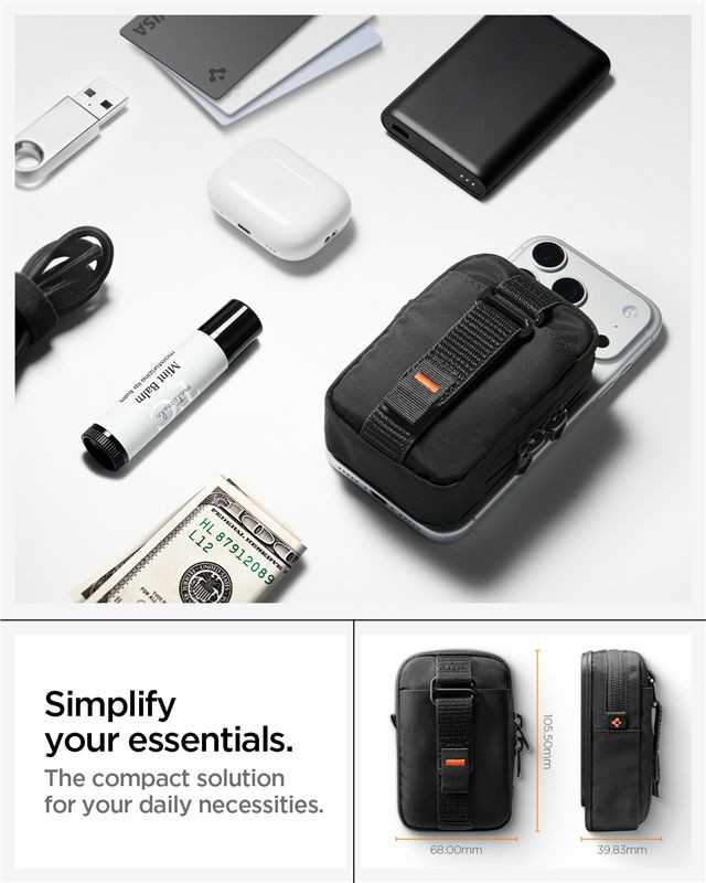 Dėklas Spigen Portable Organizer Pouch TintapZip MagSafe, juodos spalvos