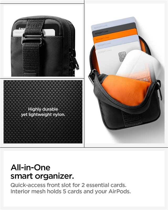 Dėklas Spigen Portable Organizer Pouch TintapZip MagSafe, juodos spalvos