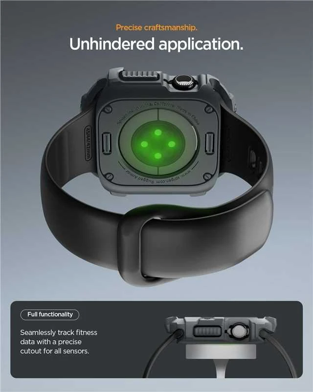„Spigen Rugged Armor 2“, tamsiai pilka – „Apple Watch 11“ 46 mm