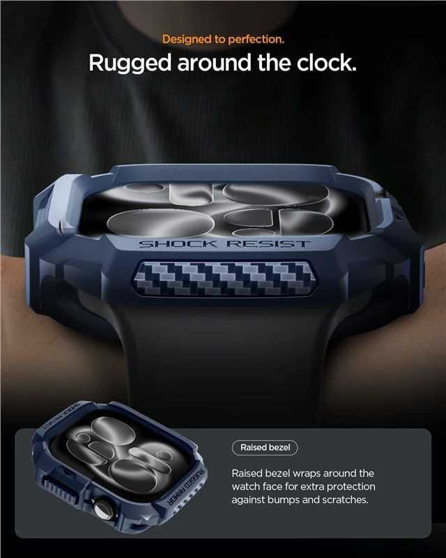 Dėklas „Spigen Rugged Armor 2“, mėlynas, mėlynas - Apple Watch 11 42mm