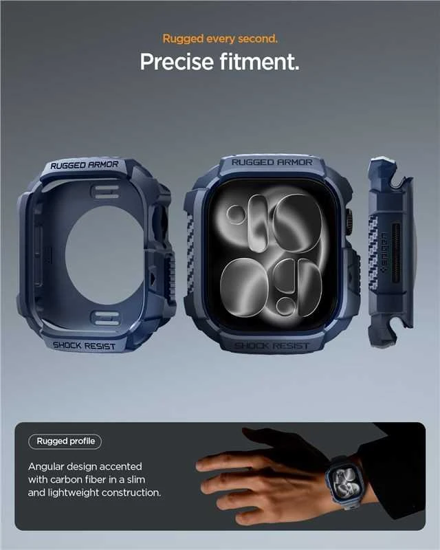 Dėklas „Spigen Rugged Armor 2“, mėlynas, mėlynas - Apple Watch 11 42mm