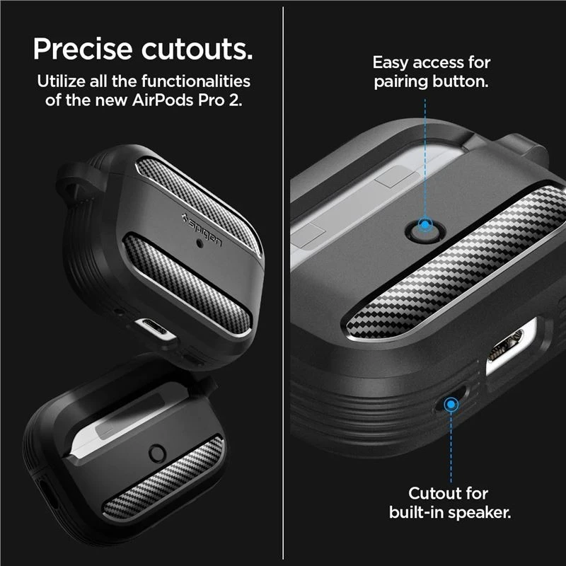 Spigen RUGGED ARMOR Apple AIRPODS PRO 1 / 2 dėklas ausinėms juodos spalvos