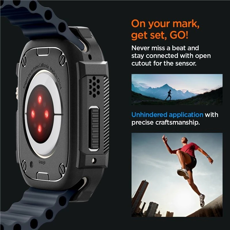 „Spigen Rugged Armor“, juodas - Apple Watch Ultra 2/Ultra 49mm