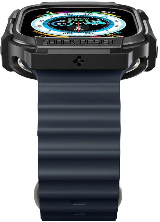 „Spigen Rugged Armor“, juodas - Apple Watch Ultra 2/Ultra 49mm