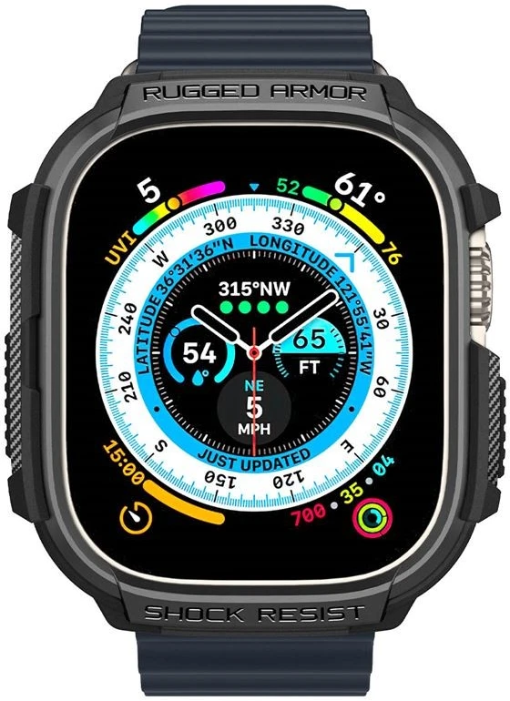 „Spigen Rugged Armor“, juodas - Apple Watch Ultra 2/Ultra 49mm