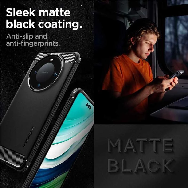 Dėklas Spigen Rugged Armor, juodas - Huawei Mate 60 Pro