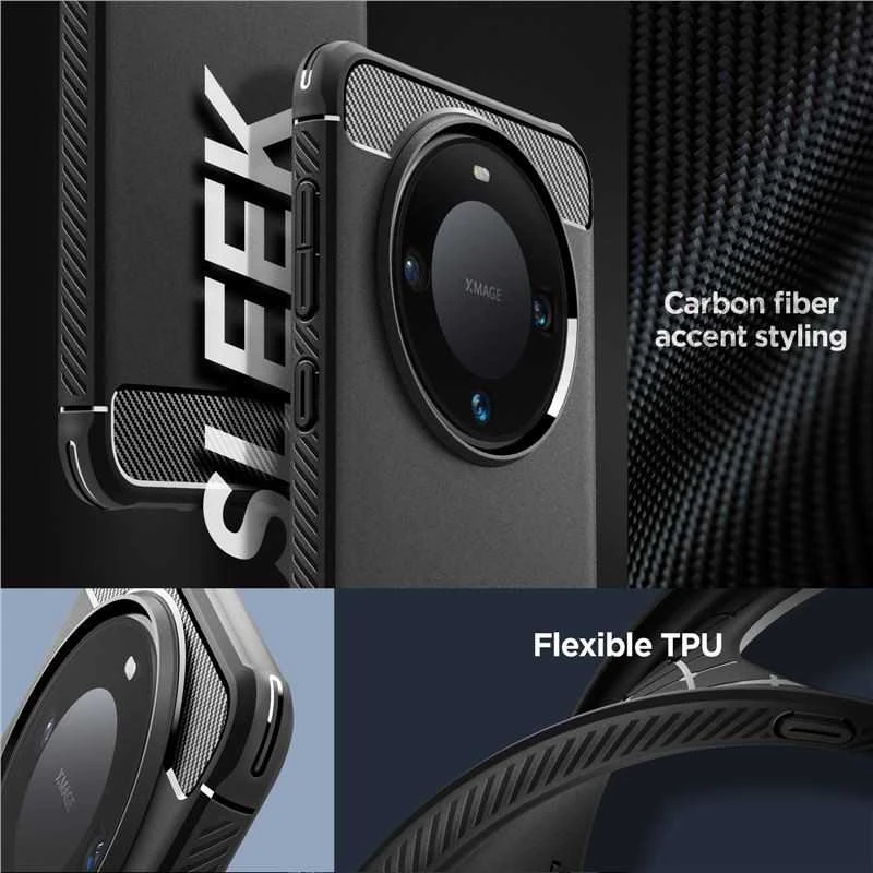 Dėklas Spigen Rugged Armor, juodas - Huawei Mate 60 Pro