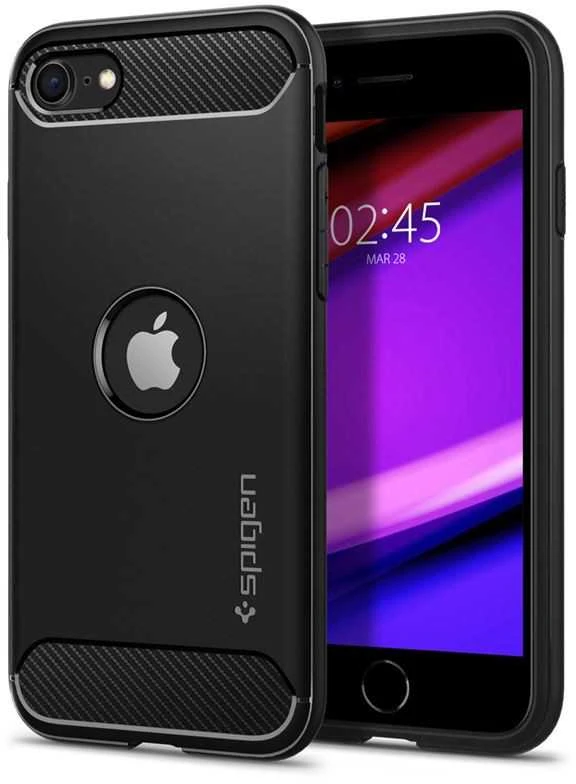 „Spigen Rugged Armor“ dėklas Apple iPhone SE 2022 / SE 2020 / 8 / 7 Juodas