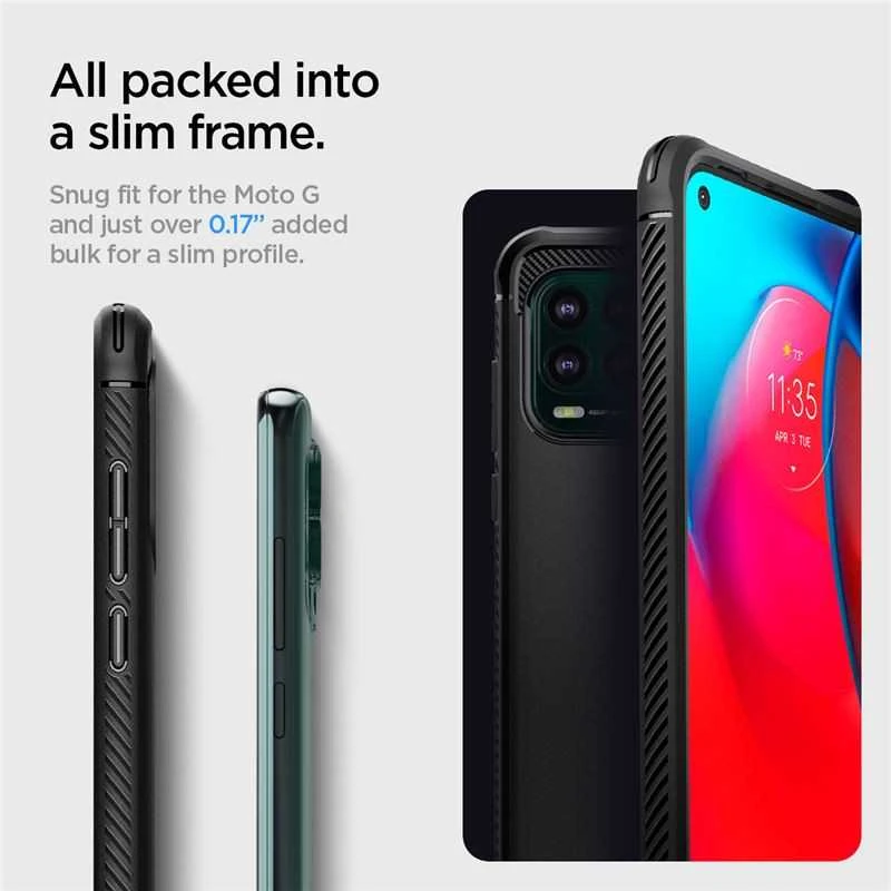 Dėklas Spigen Rugged Armor, juodas - Motorola Moto G Stylus 5G
