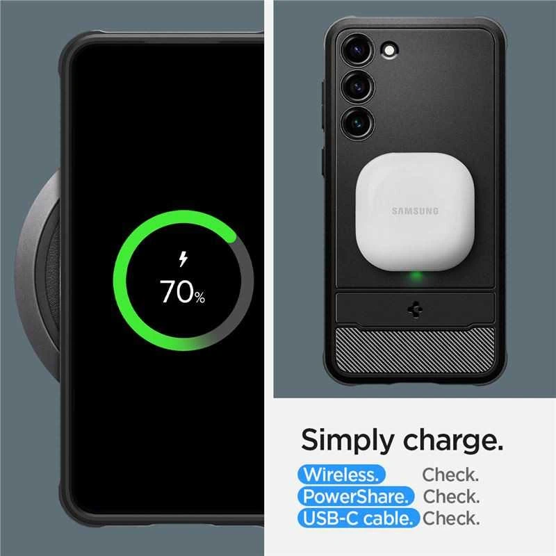Spigen Rugged Armor Samsung Galaxy S23 dėklas telefonui matinės juodos spalvos