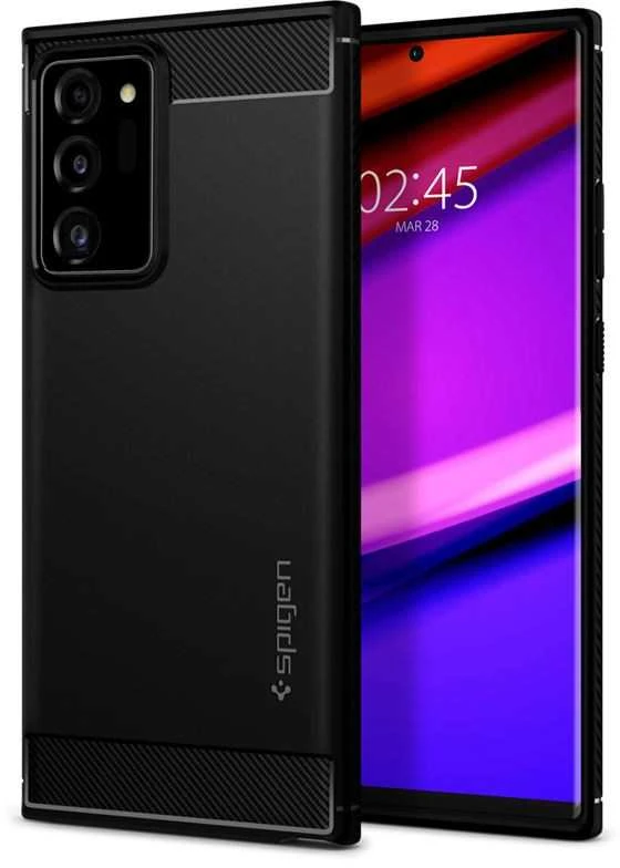 Dėklas Spigen Rugged Armor, juodos spalvos – Samsung Galaxy Note20 Ultra
