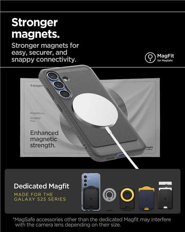 Spigen Rugged Armor Mag MagSafe Samsung Galaxy S25 – dėklas telefonui pilkos spalvos