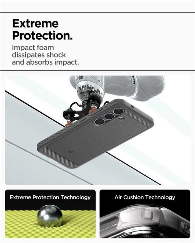 Spigen Rugged Armor Mag MagSafe Samsung Galaxy S25 – dėklas telefonui pilkos spalvos