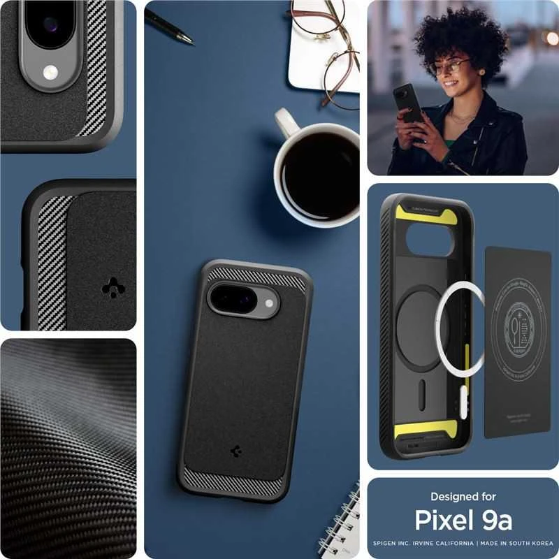 Spigen Rugged Armor Mag MagSafe dėklas, skirtas Google Pixel 9A – Matinis Juodas